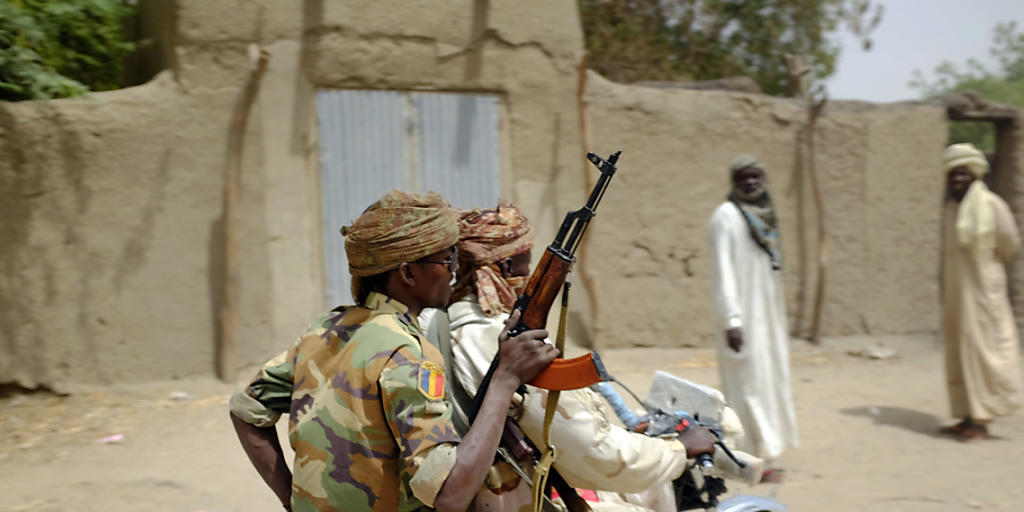 Tschadische Soldaten patroullieren am Tschadsee (Archivbild vom März dieses Jahres).