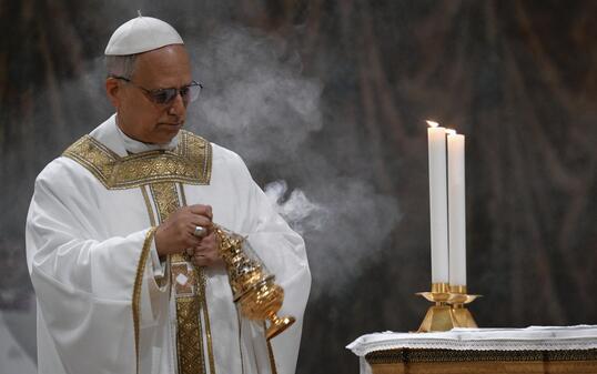Pope Leo XIV celebrates Mass with the Cardinal electors in the Sistine Chapel