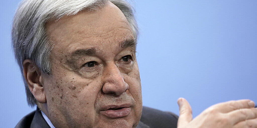 ARCHIV - Antonio Guterres, Generalsekretär der Vereinten Nationen, spricht auf einer Pressekonferenz. Foto: Michael Kappeler/dpa/Pool/dpa