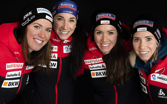 Eine verschworene Einheit: Die Schweizer Biathletinnen Lena Häcki, Aita, Selina und Elisa Gasparin wollen in der Staffel eine weitere starke Leistung zeigen
