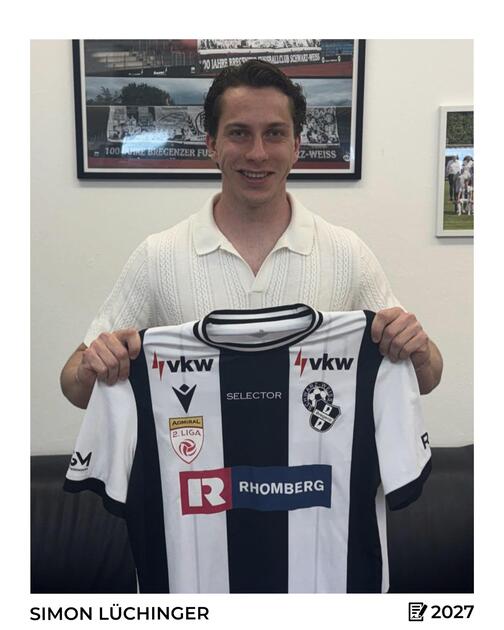 Simon Lüchinger bei der Bekanntgabe seines Transfers bei Schwarz-Weiss Bregenz