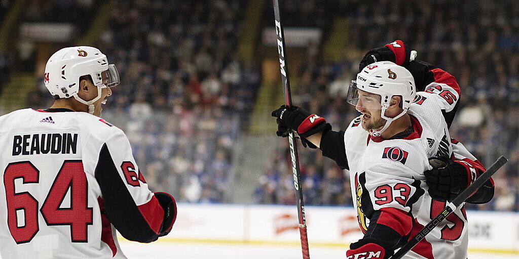 Jubel im Dress der Ottawa Senators: Tristan Scherwey erzielte in einem NHL-Vorbereitungsspiel den 2:1-Siegtreffer für Ottawa
