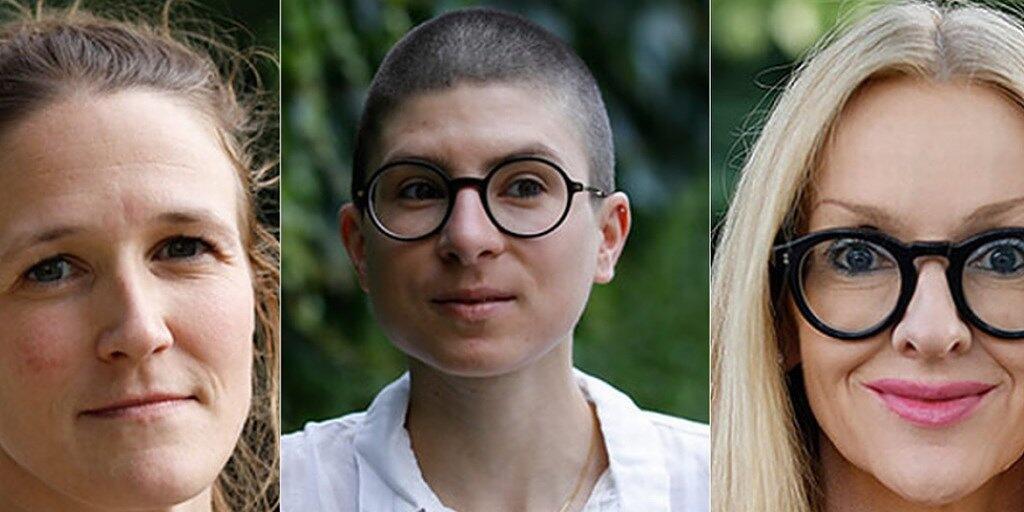 Diese drei Autorinnen vertreten die Schweiz am Wettlesen um den Bachmannpreis: v.l. Martina Clavadetscher aus Brunnen, Anna Stern aus Rorschach und Corinna T. Sievers aus Herrliberg. (zVg ORF)