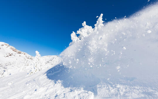 Snow avalanche close up