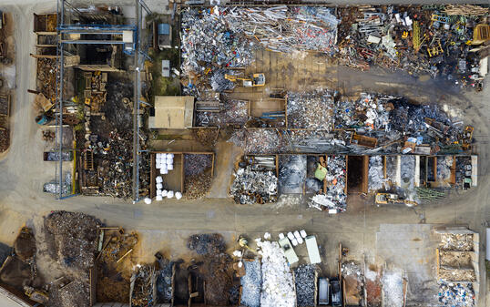 Metal recycling yard from above