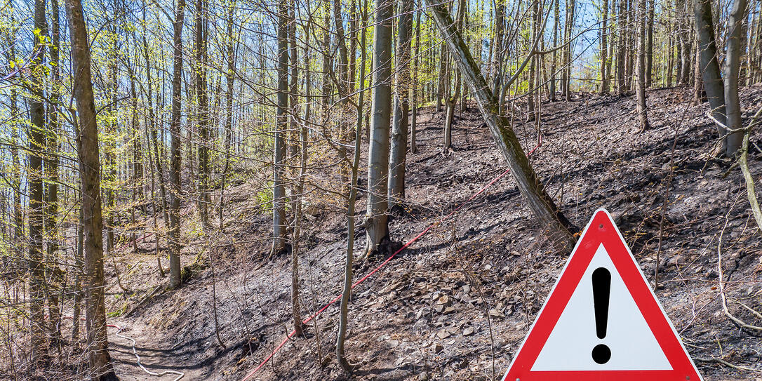 German Warning sign forest fire danger