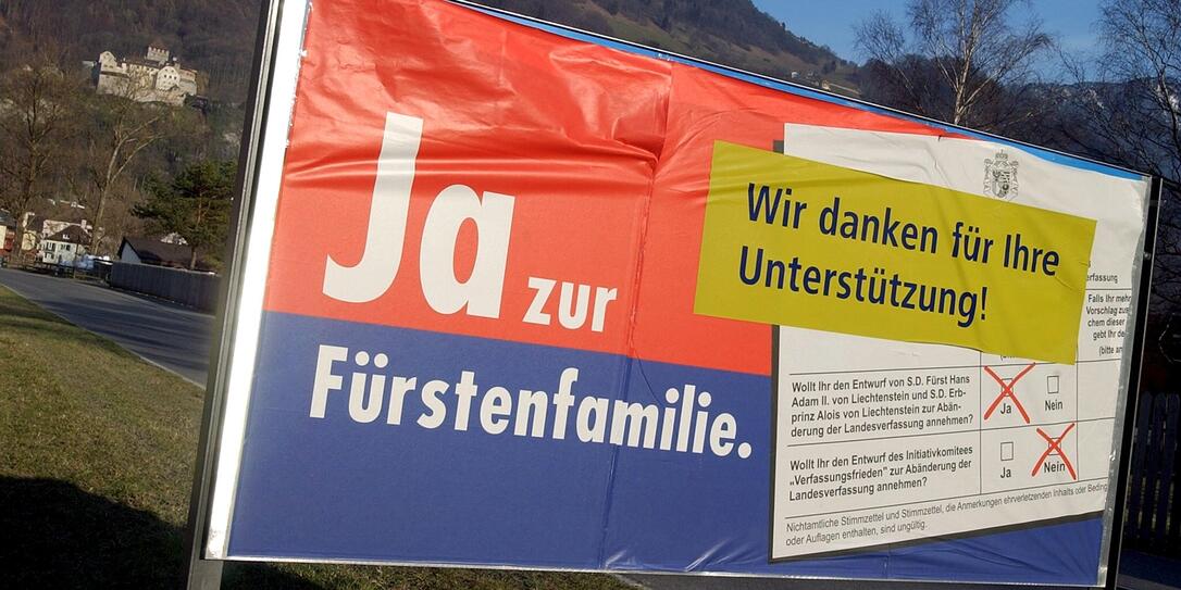 INITIATIVE, FUERSTENINITIATIVE, PLAKAT, ABSTIMMUNGSPLAKAT, SCHLOSS, VADUZ