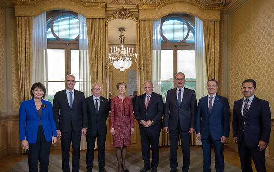 Wer übernimmt welches Departement? Das entscheidet der Bundesrat heute. Das neue Mitglied Ignazio Cassis muss bei der Verteilung hinten anstehen. (Archivbild)