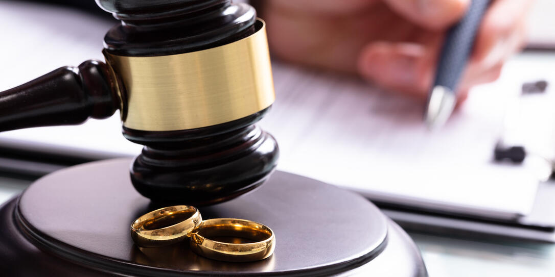 Wedding Rings On Sound Block In Courtroom