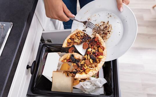 Person Throwing Pepperoni Pizza In Dustbin