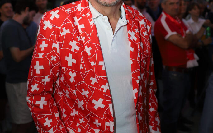 WM-Meile Rathausplatz Vaduz Spiel Schweiz-Katar