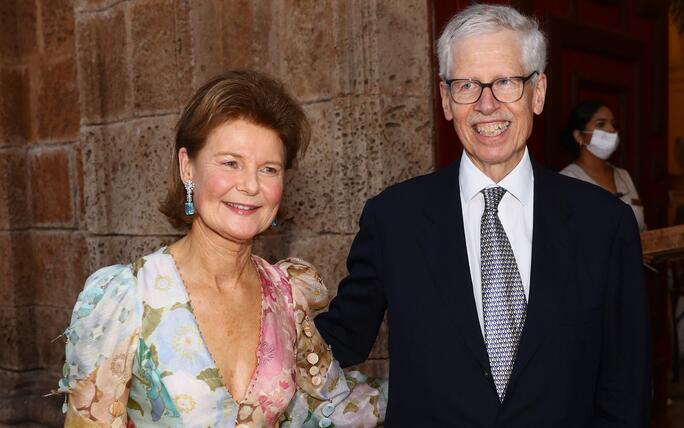 Religious Wedding at San Pedrp Clover ancient Church in Cartagena of Cloclo Echavarria with HSH Prince Josef of Liechtenstein. Royal Guests arriving at Church late afternoon starting still sunny ending at nightfall