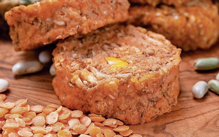 Small tasty vegan and vegetarian burgers made from fresh vegetables and dried legumes and beans