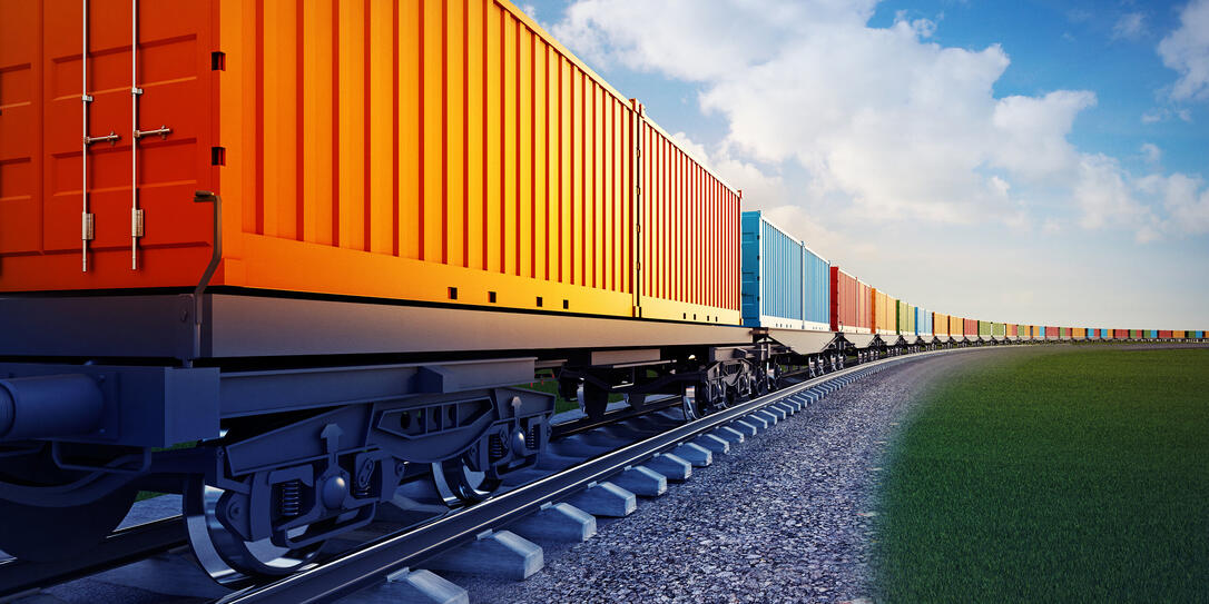 wagon of freight train with containers