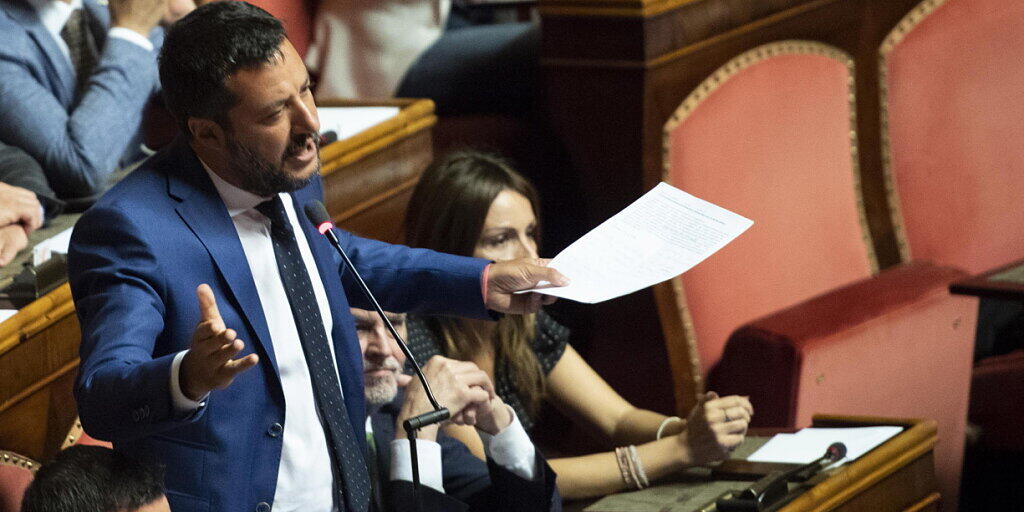 Italiens Innenminister und Lega-Chef Matteo Salvini am Dienstag im Senat in Rom.