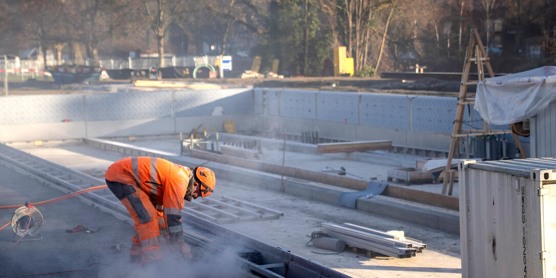 SANIERUNG, MARZILIBAD, MARZILI, HOCHWASSERSCHUTZ, SCHUTZBAUTEN, BAUSTELLE, SCHWIMMBAD,
