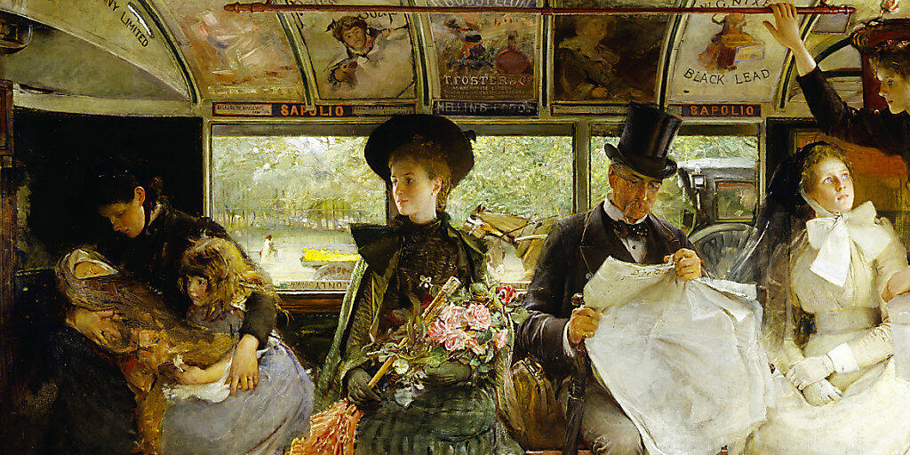 Das Gemälde "The Bayswater Omnibus" (1895) von George William Joy ist Teil der Ausstellung "Englische Malerei" in der Fondation de l'Hermitage in Lausanne. Sie dauert vom 1. Februar bis 2. Juni 2019.
