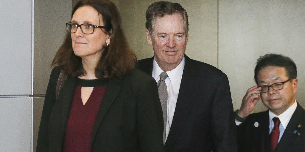 Malmström, Lighthizer und Seko (v.l.): Nun laufen die diplomatischen Dräte heiss, um einen Handelskrieg zu vermeiden.