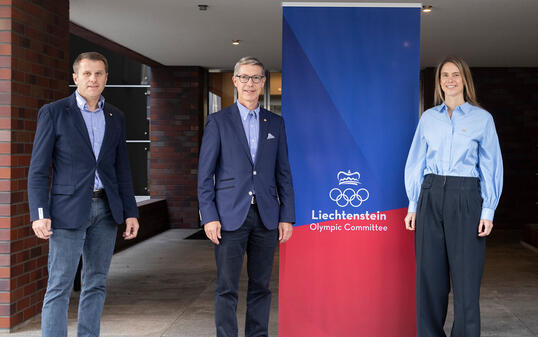 Peter Näff, Präsident Stefan Marxer und Prinzessin Anunciata stellen sich im LOC-Vorstand erneut zur Verfügung und müssen an der Delegiertenversammlung bestätigt werden (v.l.).