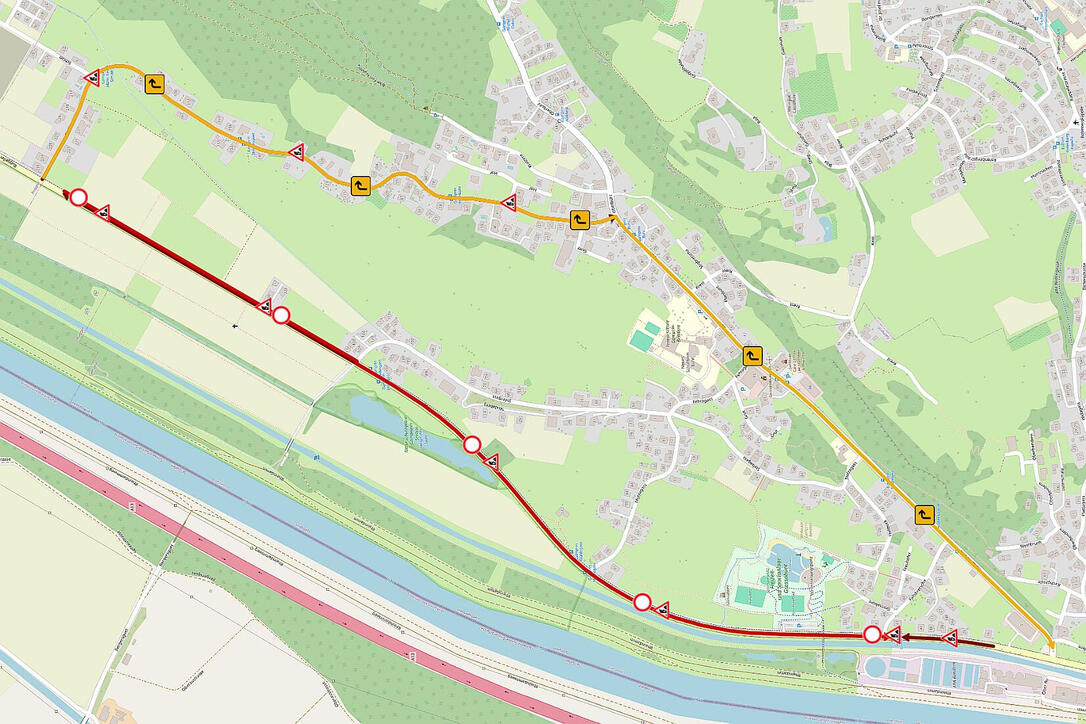 Der gesperrte Landstrassenabschnitt wird über das Badäl und die Haldenstrasse umgeleitet.