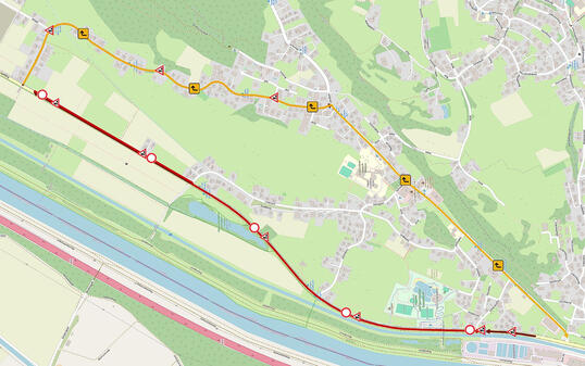 Der gesperrte Landstrassenabschnitt wird &uuml;ber das Bad&auml;l und die Haldenstrasse umgeleitet.