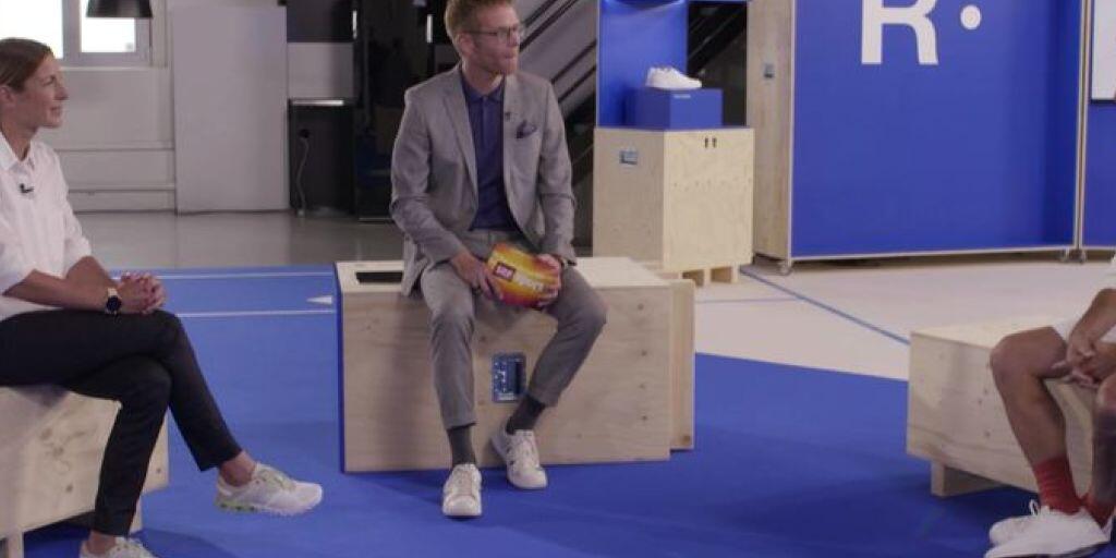 Mit der Werbung übertrieben? Nicola Spirig und Roger Federer in der Sendung "Sportpanorama plus" mit Olivier Borer.