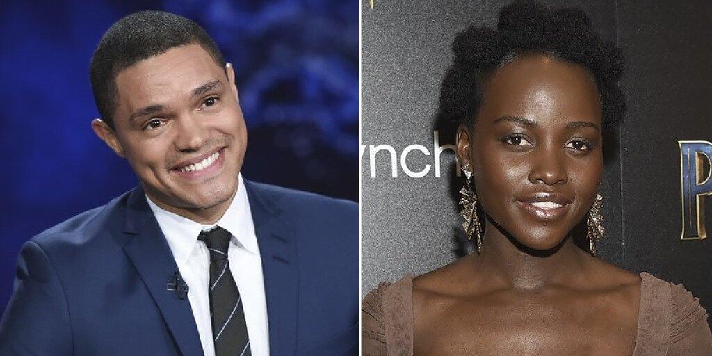 Lupita Nyong'o (r) spielt in der Verfilmung von Trevor Noahs (l) Autobiografie dessen Mutter. (Archivbilder)