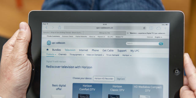 Cablecom-Seite auf einem Tablet (Symbolbild)
