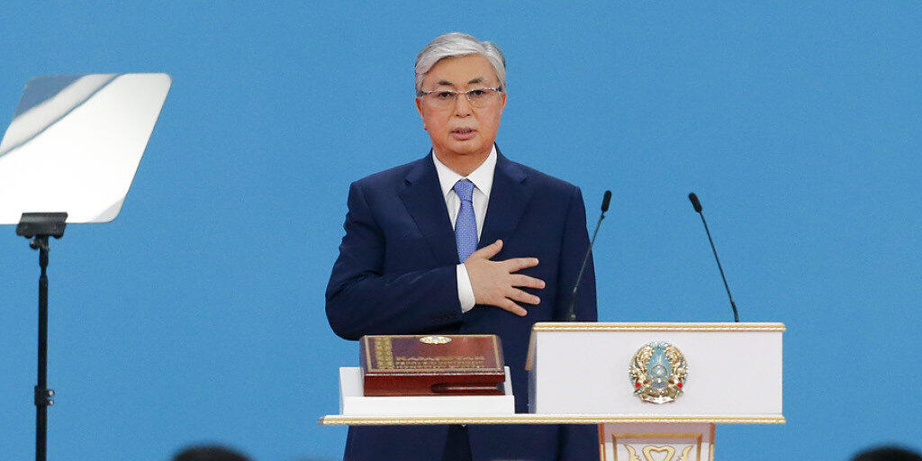Der neue Präsident Kasachstans Kassim-Jomart Tokajew bei seiner Vereidigung in Nur-Sultan, dem früheren Astana.
