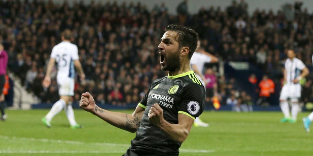 Chelseas Cesc Fabregas jubelt über den 1:0-Siegtreffer seines Teamkollegen Michy Batshuayi