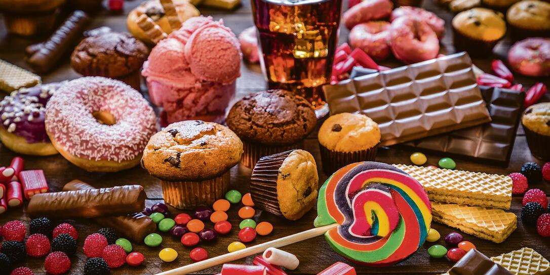 Assortment of products with high sugar level