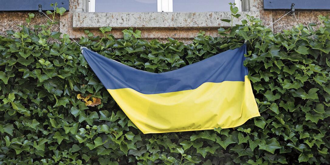 UKRAINE, SOLIDARITAET, FAHNE, FLAGGE, ZEICHEN, KRIEG, RUSSLAND, INVASION,