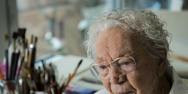 Bis zum Schluss künstlerisch tätig: Hans Erni im Atelier (Archiv)