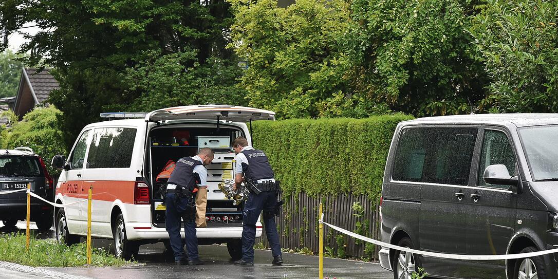 20180612 Polizei in Schanwald - Vorarlbergerstrasse 51 - 49, Vermutlich eine tote Person - Zelt wurde gerade Abgebaut.