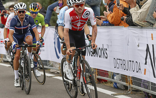 Marc Hirschi fuhr im letzten Jahr ganz vorne mit - wie hier bei der Strassen-WM in Imola