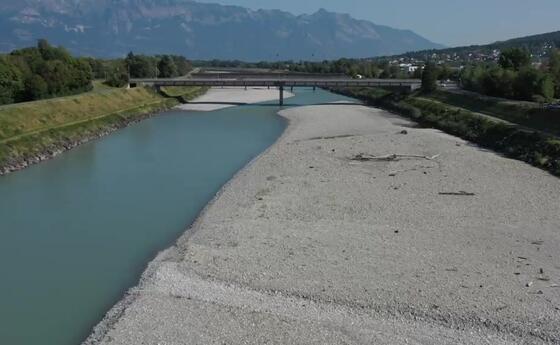 Auswirkungen der Trockenheit auf den Alpenrhein