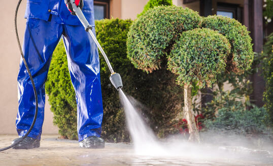Cleaning Residential Driveway