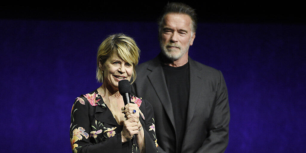 Linda Hamilton und Arnold Schwarzenegger standen für "Terminator: Dark Fate" gemeinsam vor der Kamera. (Photo by Chris Pizzello/Invision/AP)