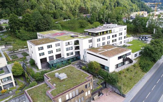 Das Spital-Areal am Standort Heiligkreuz 25 in Vaduz. 	Bild: zvgt