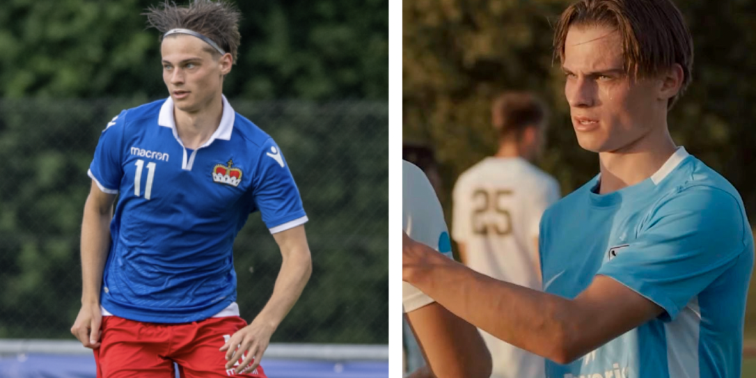 In zwei verschiedenen Trikots: Luca Beck für die U21-Nati (links) und im Testspiel bei 1860 München.