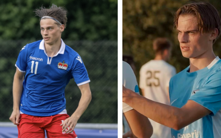 In zwei verschiedenen Trikots: Luca Beck für die U21-Nati (links) und im Testspiel bei 1860 München.