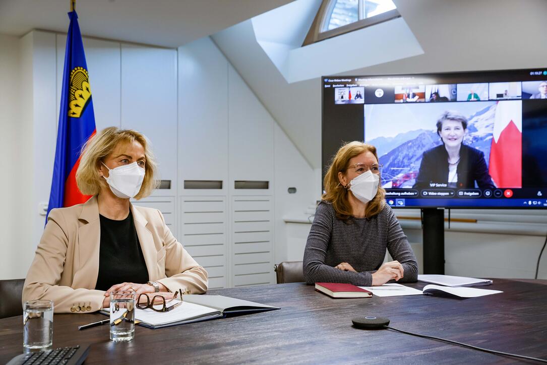 Liechtenstein Vaduz Virtuelle Konferenz der Umwelt- und Verkehrsminister Sabine Monauni Graziella Marok-Wachter