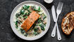 Gebackener Lachs mit Creme Spinat und Champignon Sauce