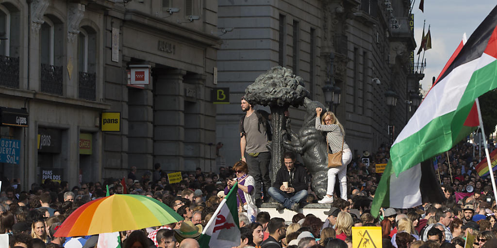 Demonstration im Zentrum von Madrid