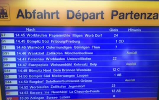 Der Bahnverkehr in Bern kam am Dienstagnachmittag wegen einer Störung ins Stocken.