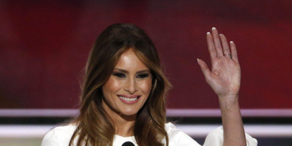 Abgeschrieben und gelogen: Melania Trump am republikanischen Parteikonvent am Montag in Cleveland, wo sie wortwörtliche Passagen einer Rede von First Lady Michelle Obama als eigene Rede präsentierte.