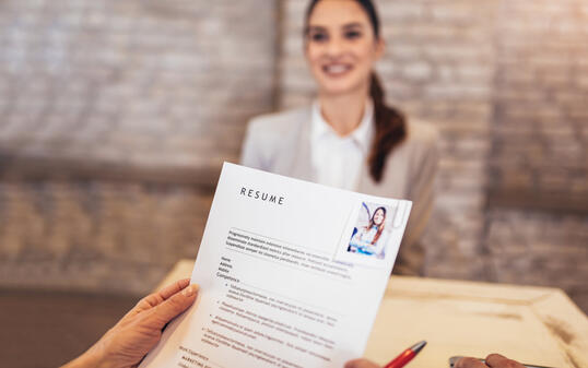 Job applicants having interview