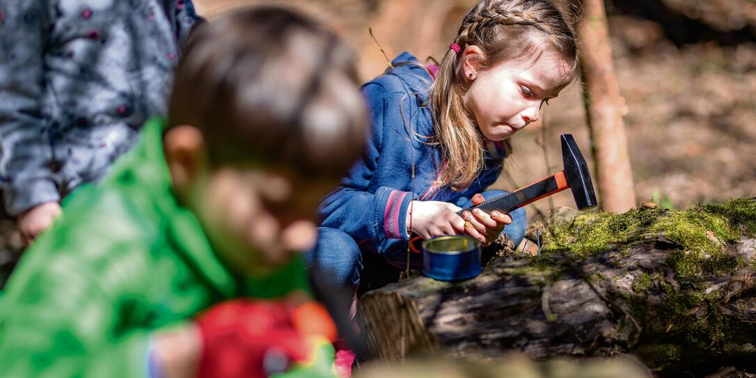 Kids creating in nature