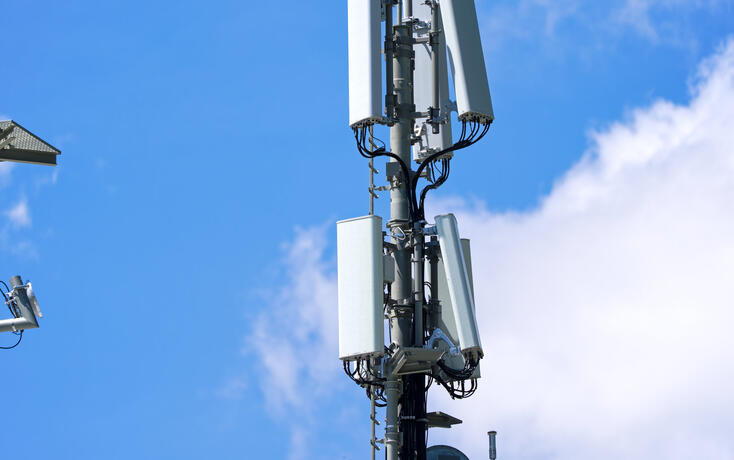 Close-up of cell phone antenna at Lauchernalp at L&ouml;tschental Valley in the Swiss Alps on a sunny late spring day.