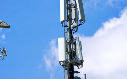 Close-up of cell phone antenna at Lauchernalp at L&ouml;tschental Valley in the Swiss Alps on a sunny late spring day.